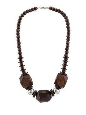 Wood Bead Statement Necklace - Brown
